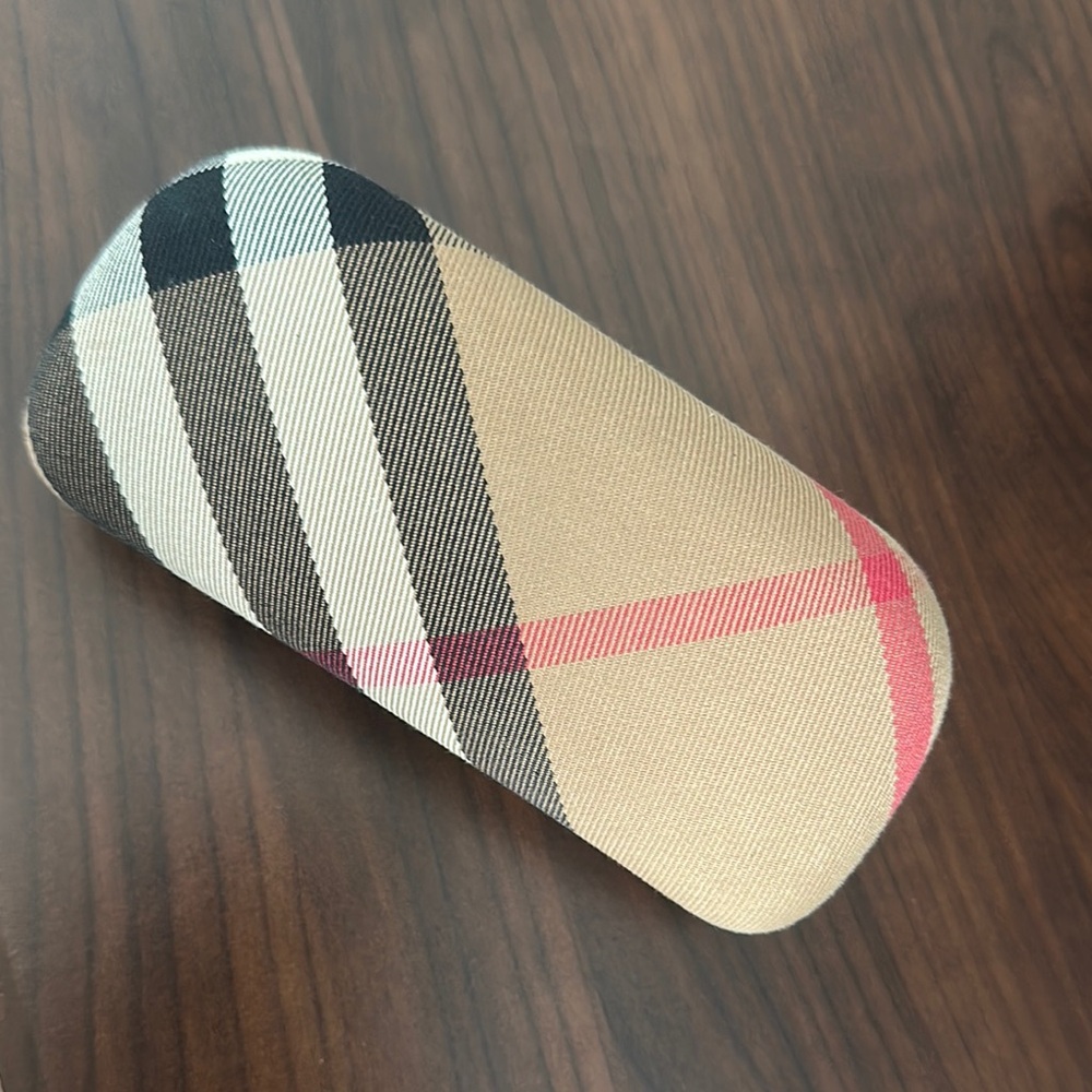 Burberry Tan and Black Glasses Case Iconic Plaid Design